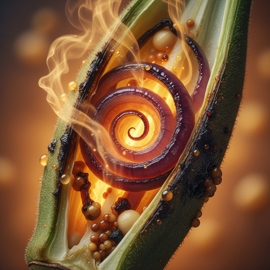 Pod slice char interior onion curl mustard mist glow