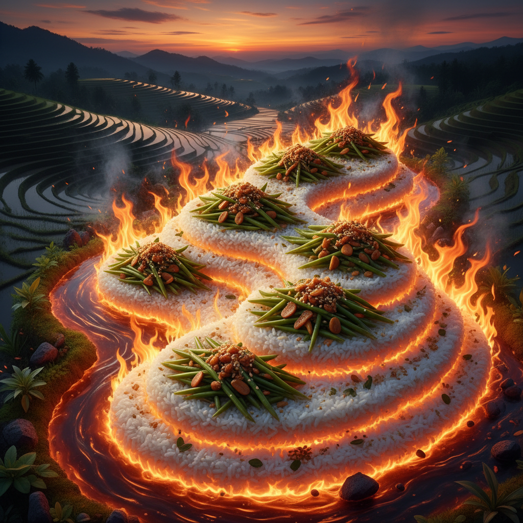 Bamboo shoots garlic soy sesame jasmine rice terrace blaze