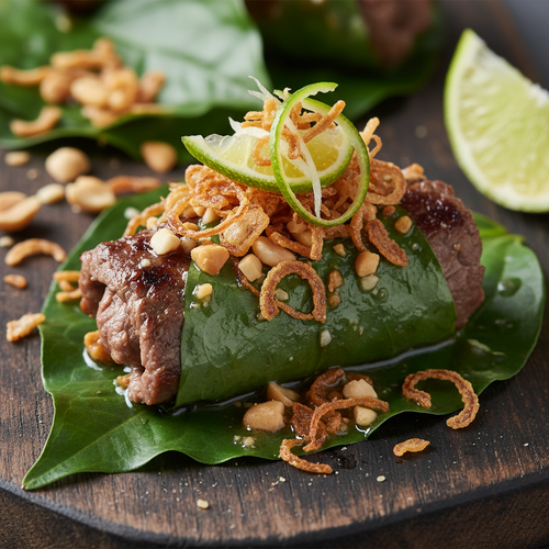 Strip betel wrap shallot crunch peanut lime lash