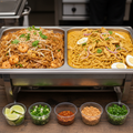Large noodle combo tray with two sections